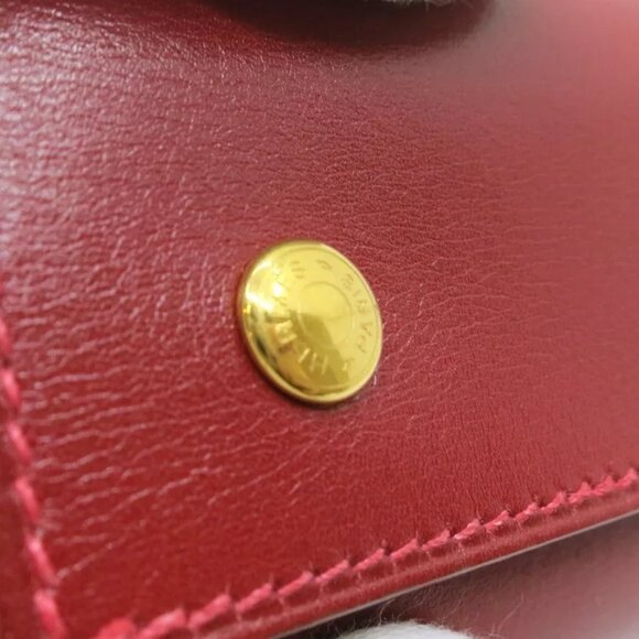 Authentic HERMES Square In D Box Calf Key Case Red Leather - Picture 7 of 11